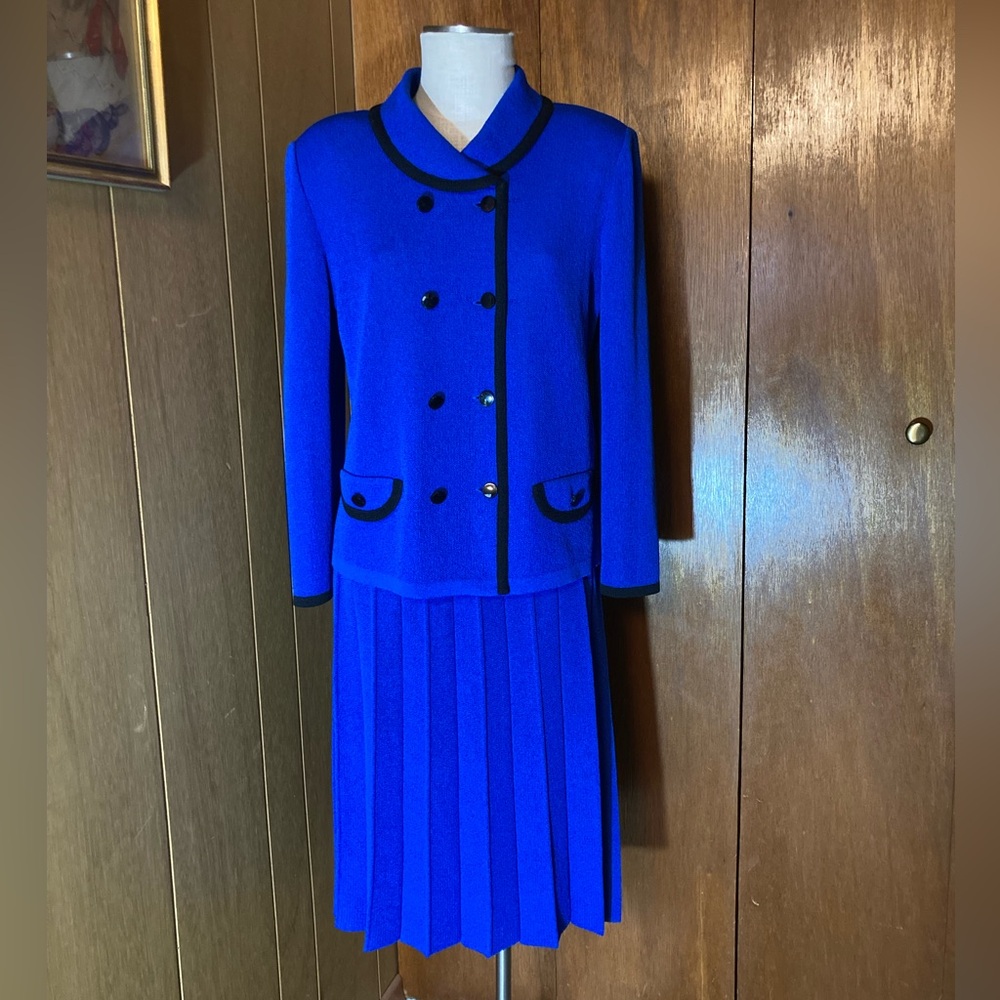Vintage Royal Blue Women's Skirt Set